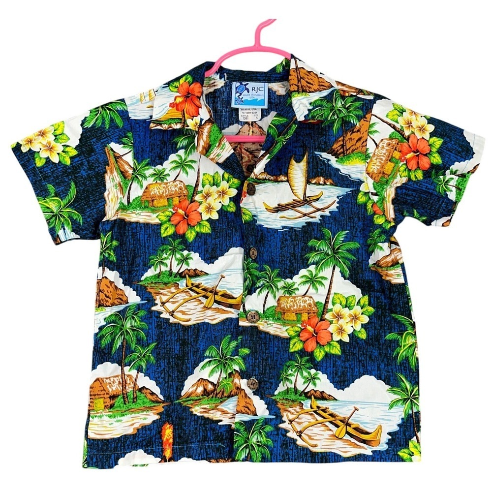 RJC Hawaiian Shirt Made in Hawaii‎ Boys 5 Tropical Aloha Vacation Beach Resort